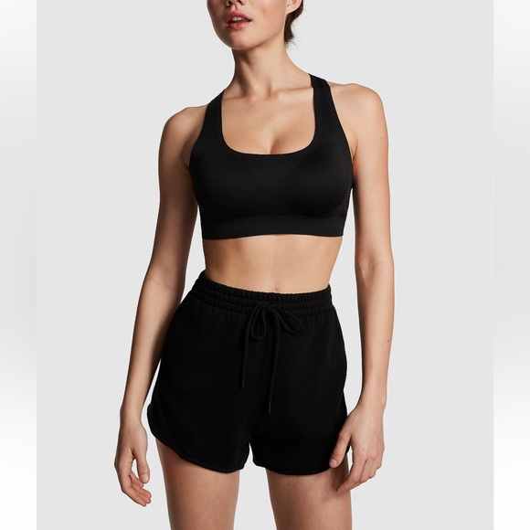 PINK Victoria's Secret Pants - VS Pink Ivy Fleece Curved Hem Shorts in Black-Size M NWT🖤